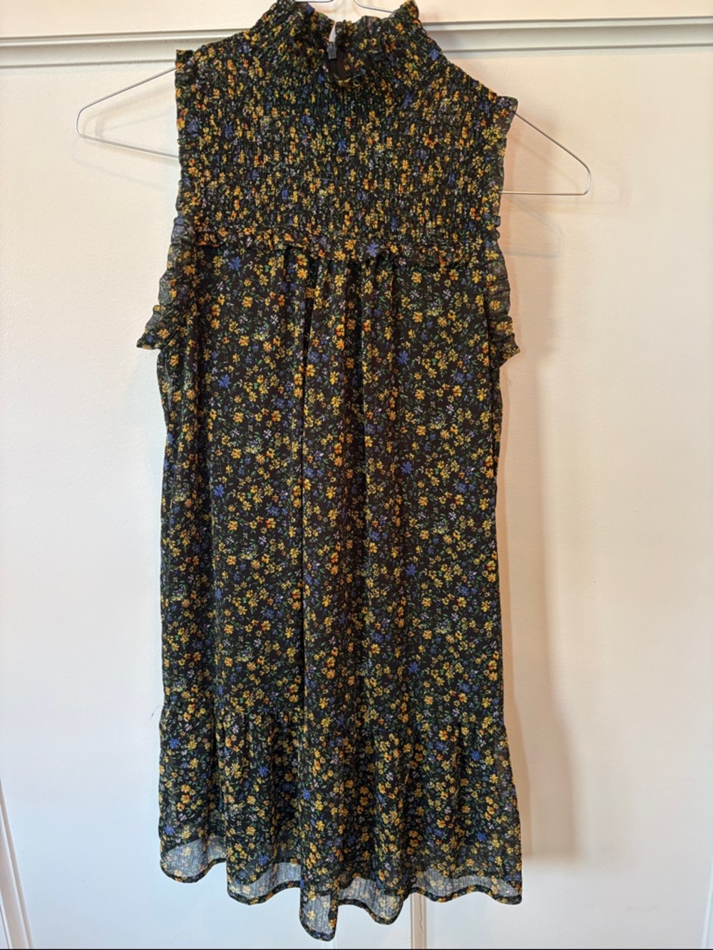wild fable Black Floral Smocked Mini Dress
